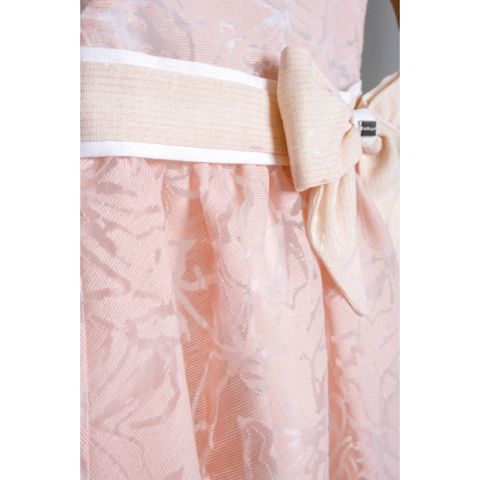 YAZLIK GÜL DESENLİ SIFIR KOLLU FİYONK KEMERLİ BEBE KIZ ELBİSE