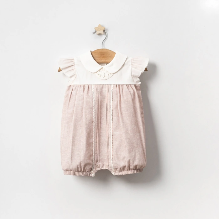 YAZLIK YAKASI FİSTO DANTELLİ BEBE KIZ TULUM