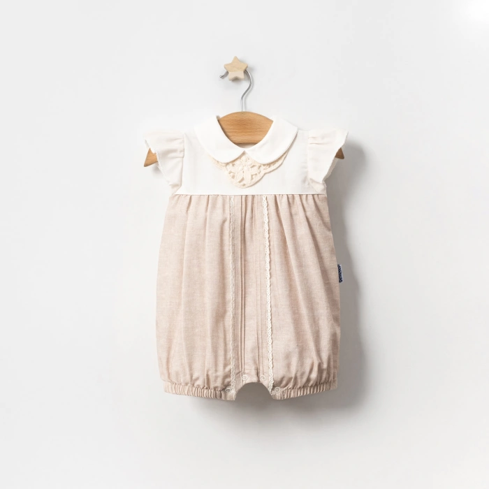 YAZLIK YAKASI FİSTO DANTELLİ BEBE KIZ TULUM