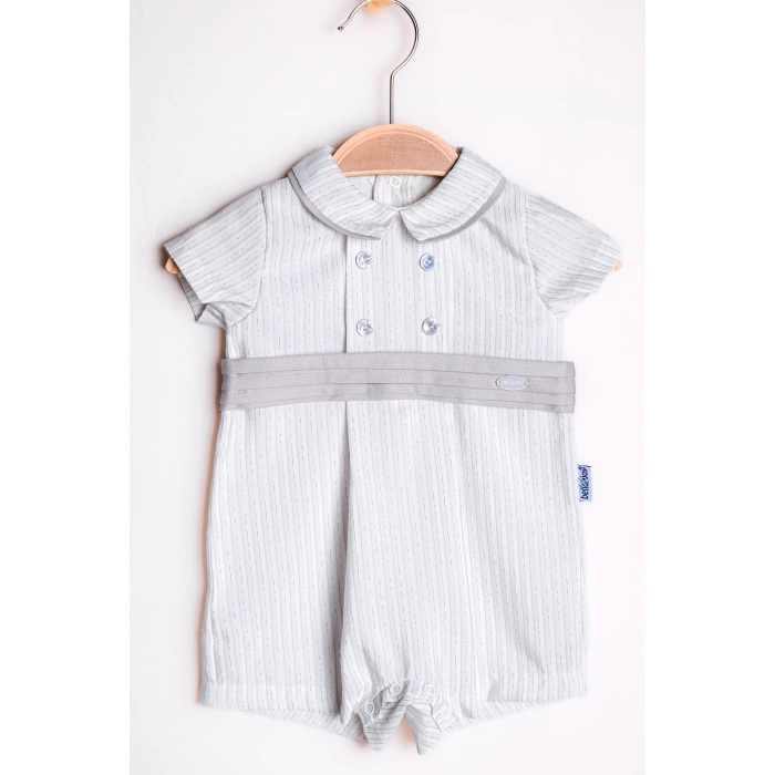 YAZLIK PİLELİ KEMERLİ DÜĞME DETAYLI BEBE ERKEK TULUM