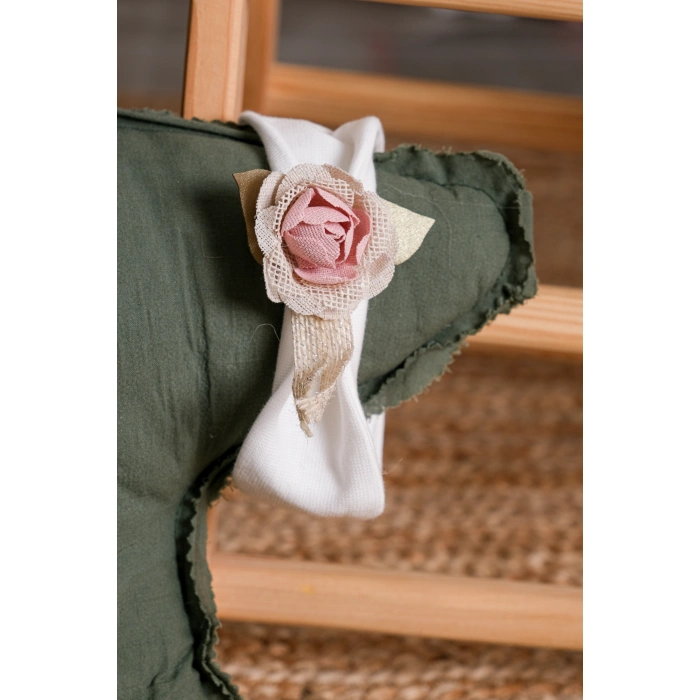 SİMLİ TÜLLÜ ÇİÇEK AKSESUARLI BEBE KIZ MEVLÜTLÜK BADİLİ BANDANALI ELBİSE