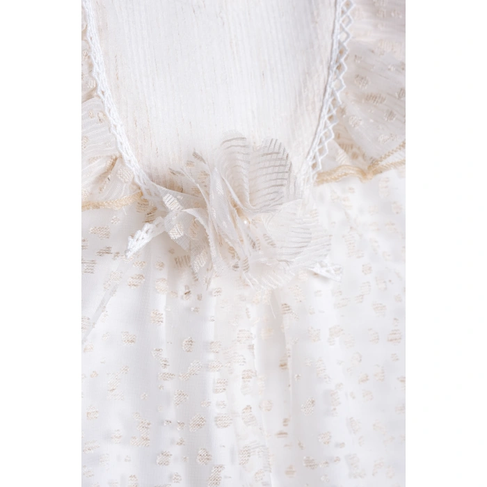 YAZLIK NOKTA DESENLİ TÜLLÜ AKSESUARLI BEBE KIZ TULUM