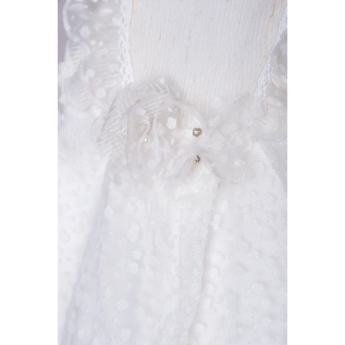 YAZLIK NOKTA DESENLİ TÜLLÜ AKSESUARLI BEBE KIZ TULUM