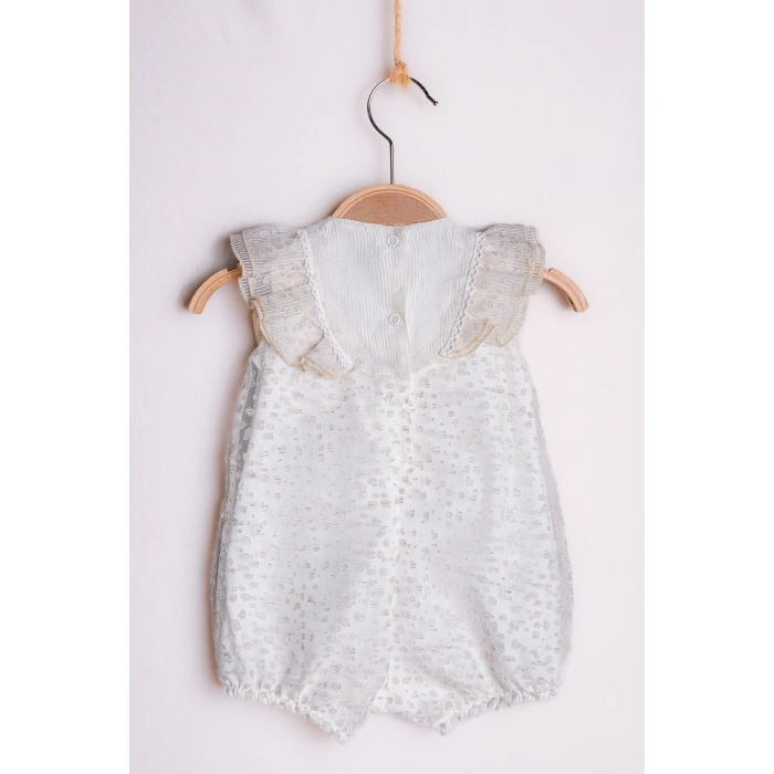 YAZLIK NOKTA DESENLİ TÜLLÜ AKSESUARLI BEBE KIZ TULUM