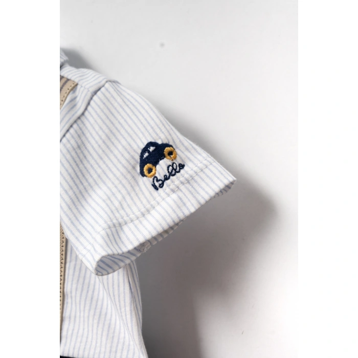 YAZLIK SALOPET AKSESUARLI KISA BEBE ERKEK TULUM