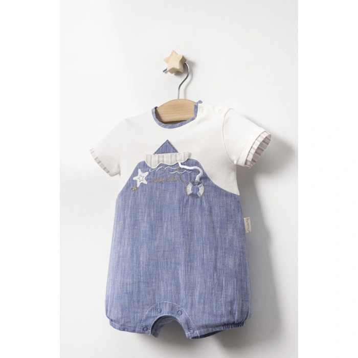 YAZLIK YELKEN NAKIŞLI İPLİ BEBE ERKEK TULUM