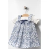 YAZLIK KOLU LASTİKLİ ÇİÇEK BASKILI BEBE KIZ ELBİSE