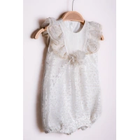 YAZLIK NOKTA DESENLİ TÜLLÜ AKSESUARLI BEBE KIZ TULUM