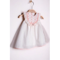 YAZLIK SIFIR KOL ÇİÇEK NAKIŞLI BEBE KIZ ELBİSE