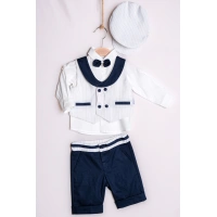 YAZLIK YELEKLİ PAPYONLU ŞAPKALI 3LÜ BEBE ERKEK TAKIM