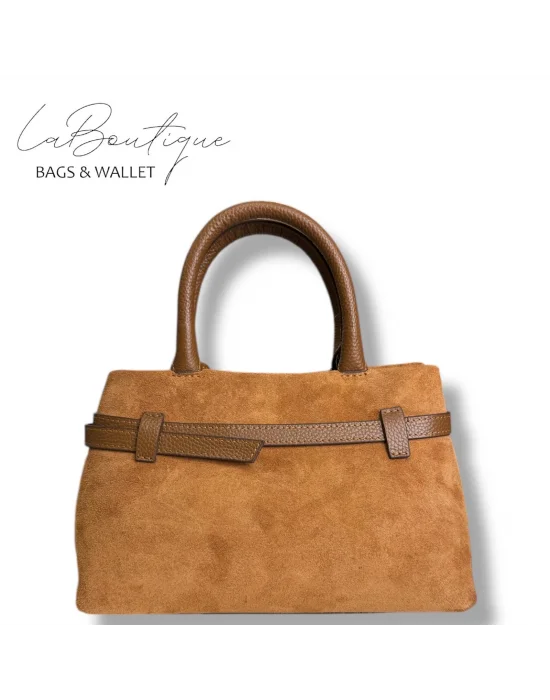 %100 DERİ LB ÇANTA D-2750 SÜET TABA