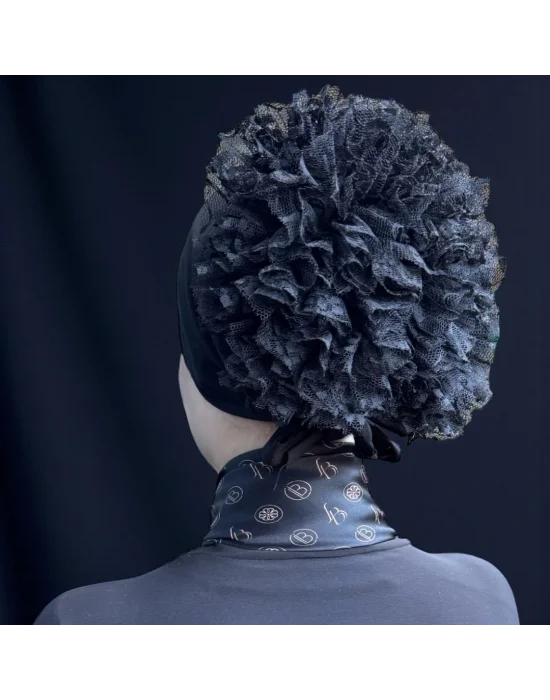 BONE SİLİKONLU FIRFIRLI DİKİŞSİZ SİYAH