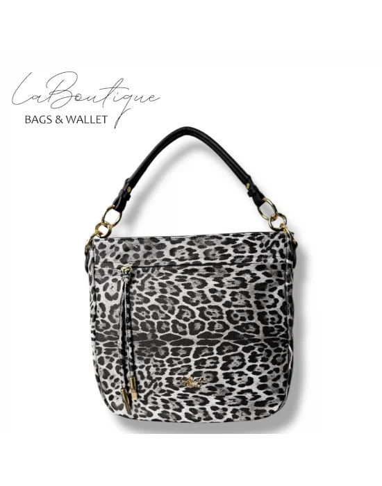 LB ÇANTA 9018 LEOPAR GRİ