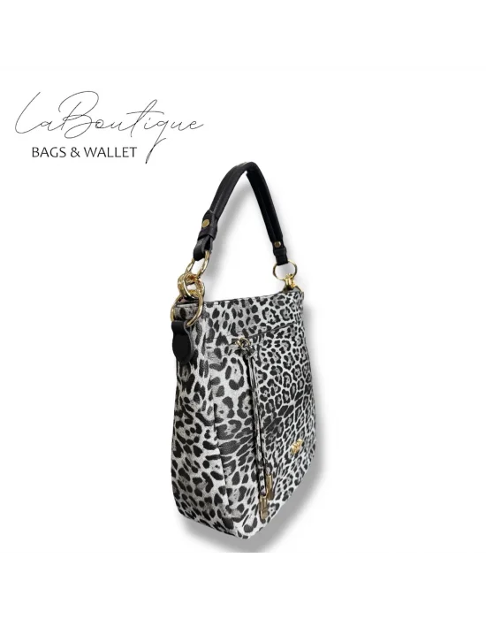 LB ÇANTA 9018 LEOPAR GRİ