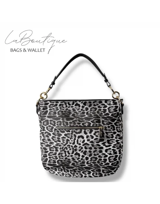 LB ÇANTA 9018 LEOPAR GRİ