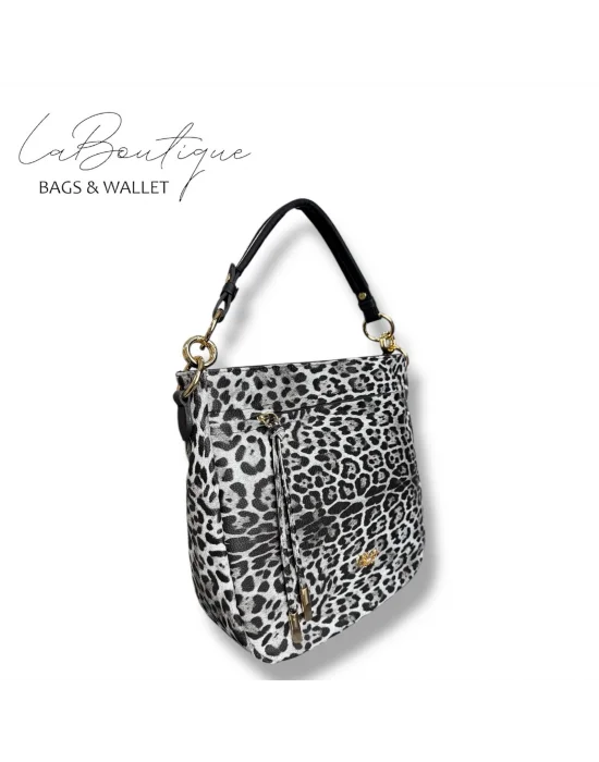 LB ÇANTA 9018 LEOPAR GRİ