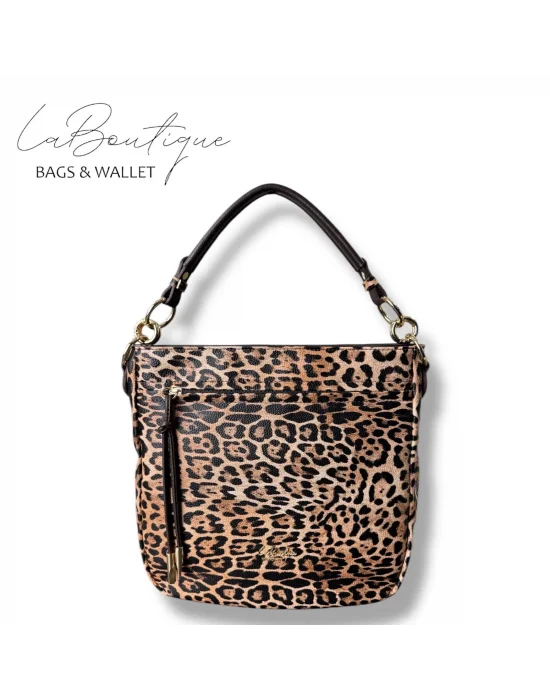 LB ÇANTA 9018 LEOPAR KAHVE