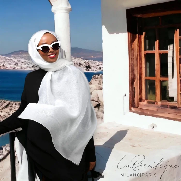 SİMLİ ŞAL - BEYAZ - 70X190