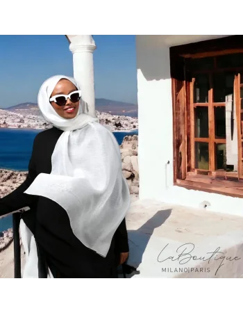 SİMLİ ŞAL - BEYAZ - 70X190