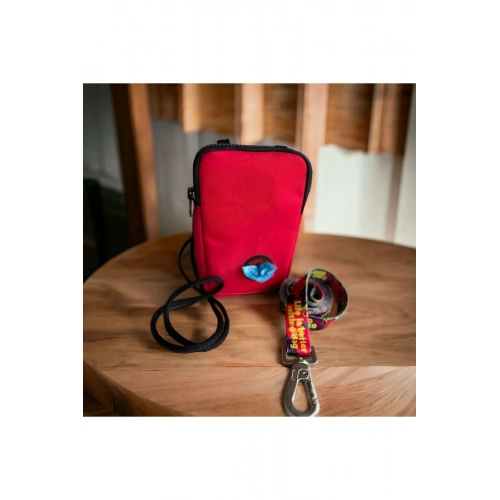 Telefon Çantası, Kaka Poşeti Bölmeli, Cep Telefonu Çantası, Kırmızı