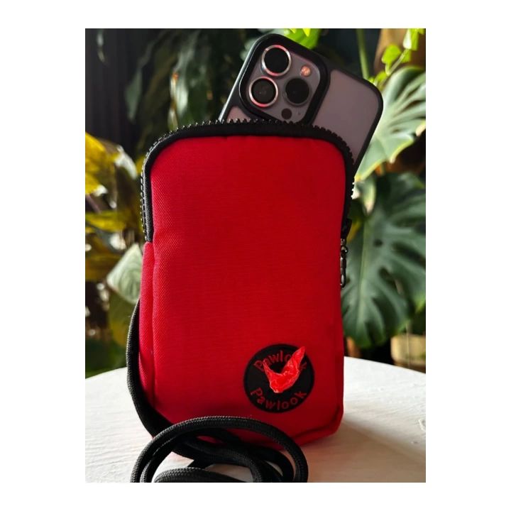 Telefon Çantası, Kaka Poşeti Bölmeli, Cep Telefonu Çantası, Kırmızı