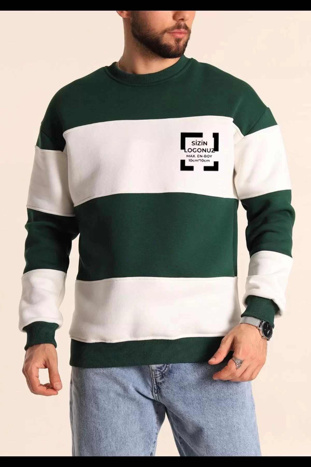 Bisiklet Yaka Parçalı Özel Üretim Sweatshirt Toptan