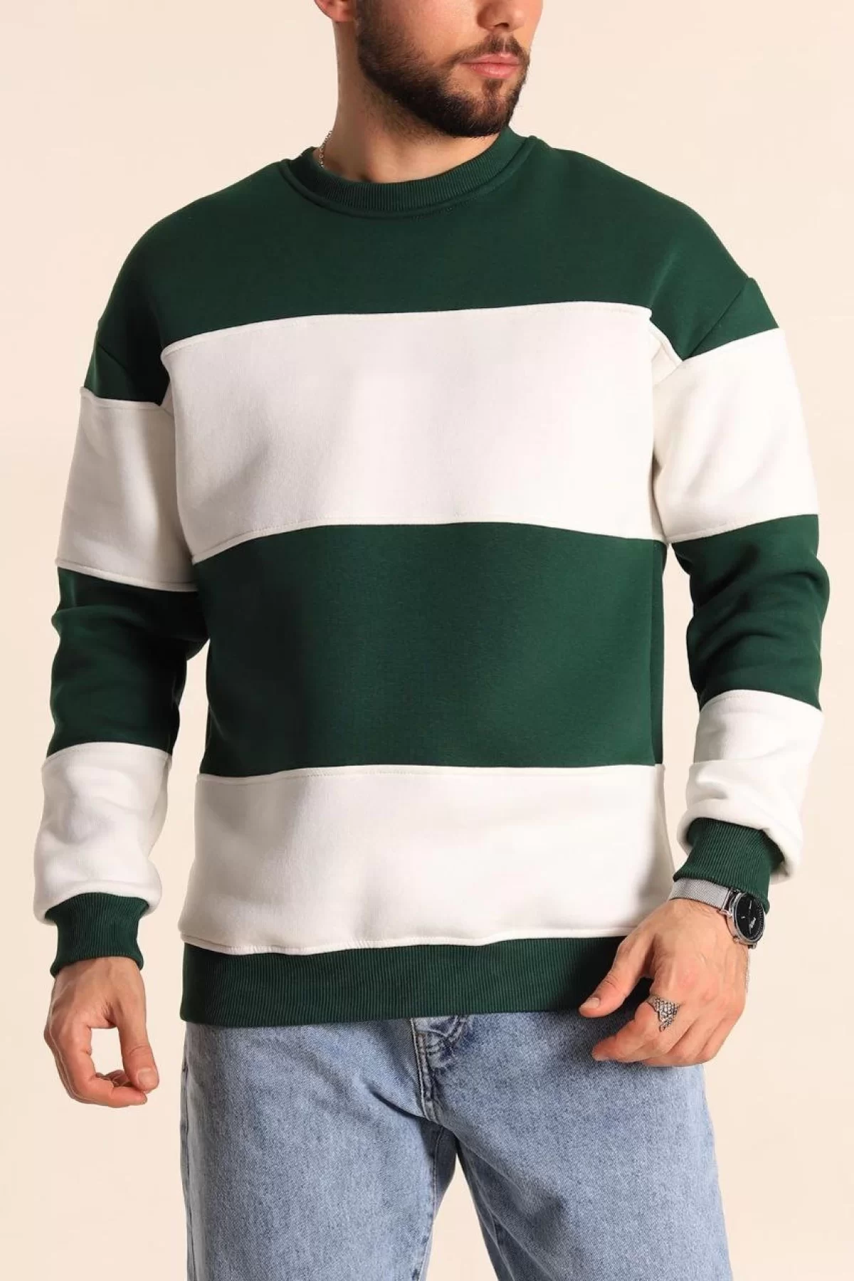 Bisiklet Yaka Parçalı SweatShirt Toptan