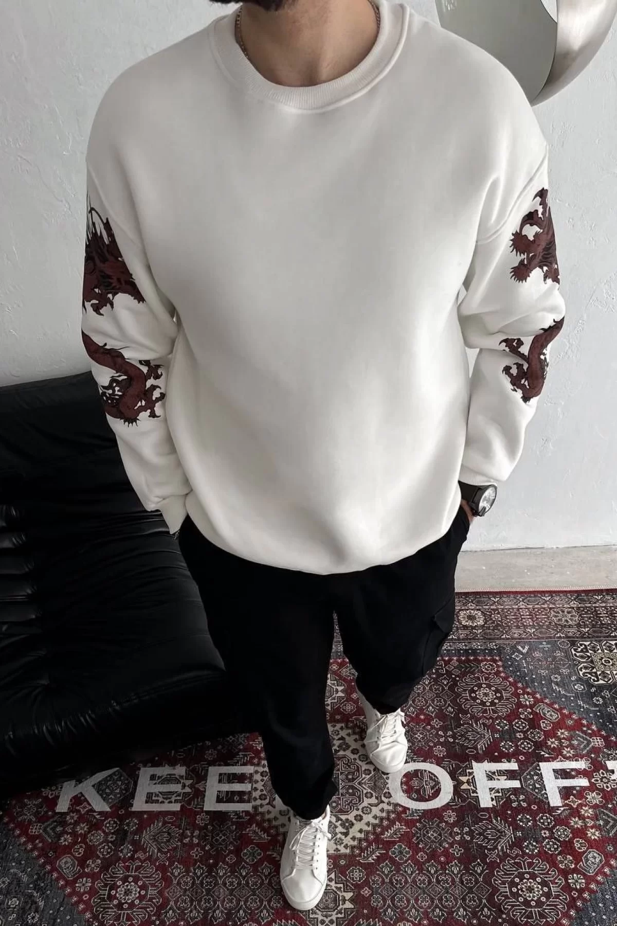 Kışlık Bisiklet Yaka Toptan Baskılı SweatShirt