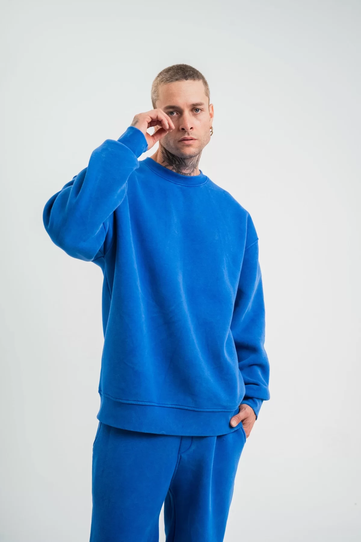 Toptan Bisiklet Yaka Yıkamalı SweatShirt