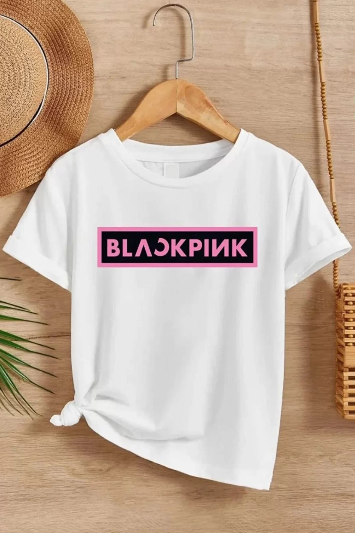 Black Pink Bisiklet Yaka Toptan Çocuk Tişört