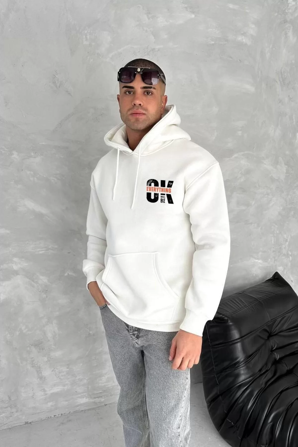 Kapşonlu Baskılı SweatShirt Toptan