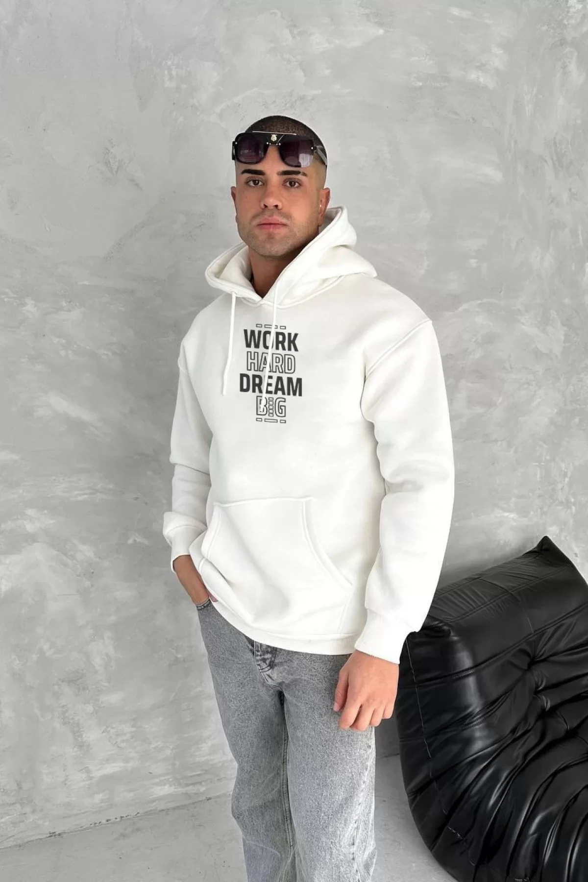 Kapşonlu Baskılı SweatShirt Toptan