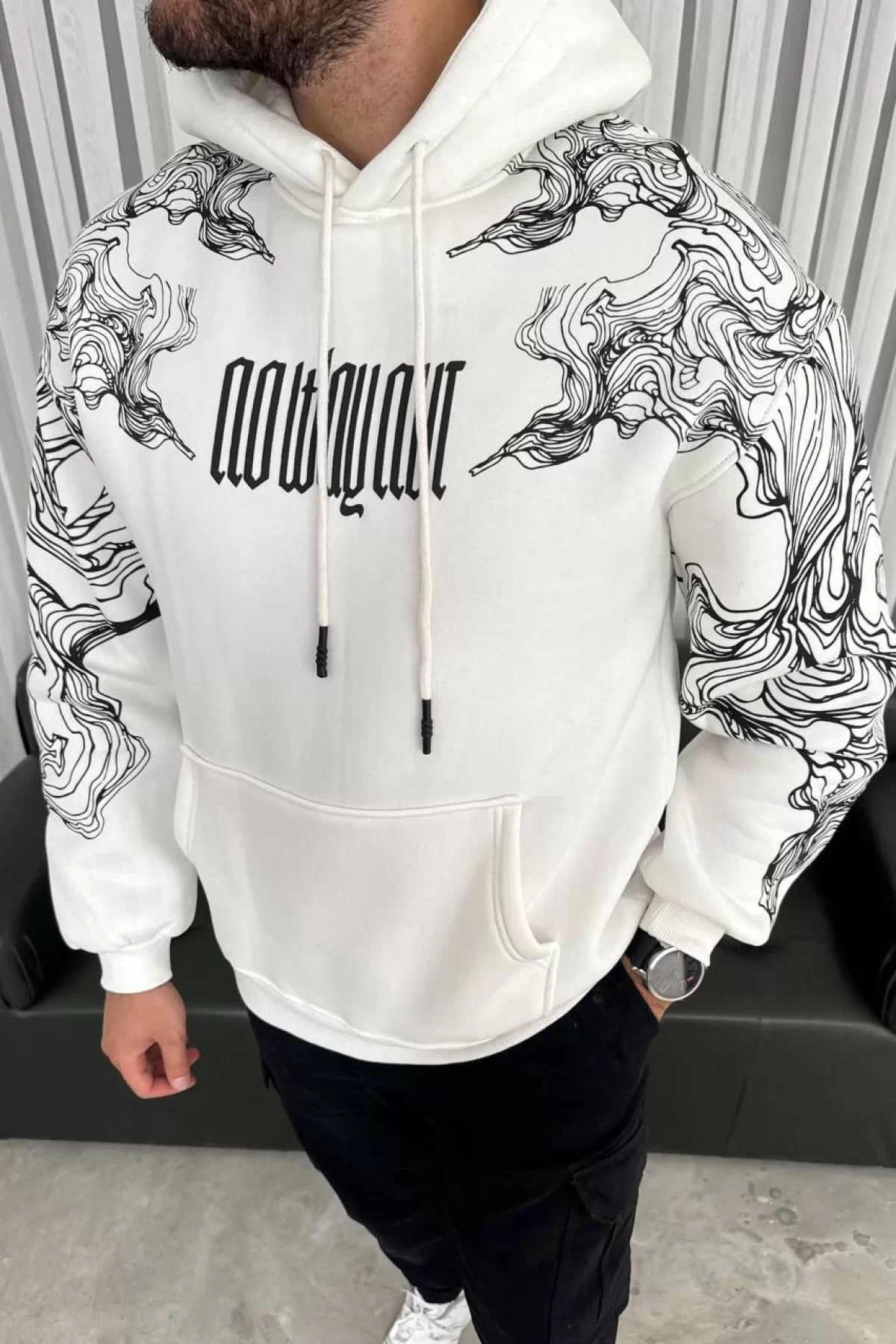 Kışlık Toptan Kapşonlu Baskılı SweatShirt