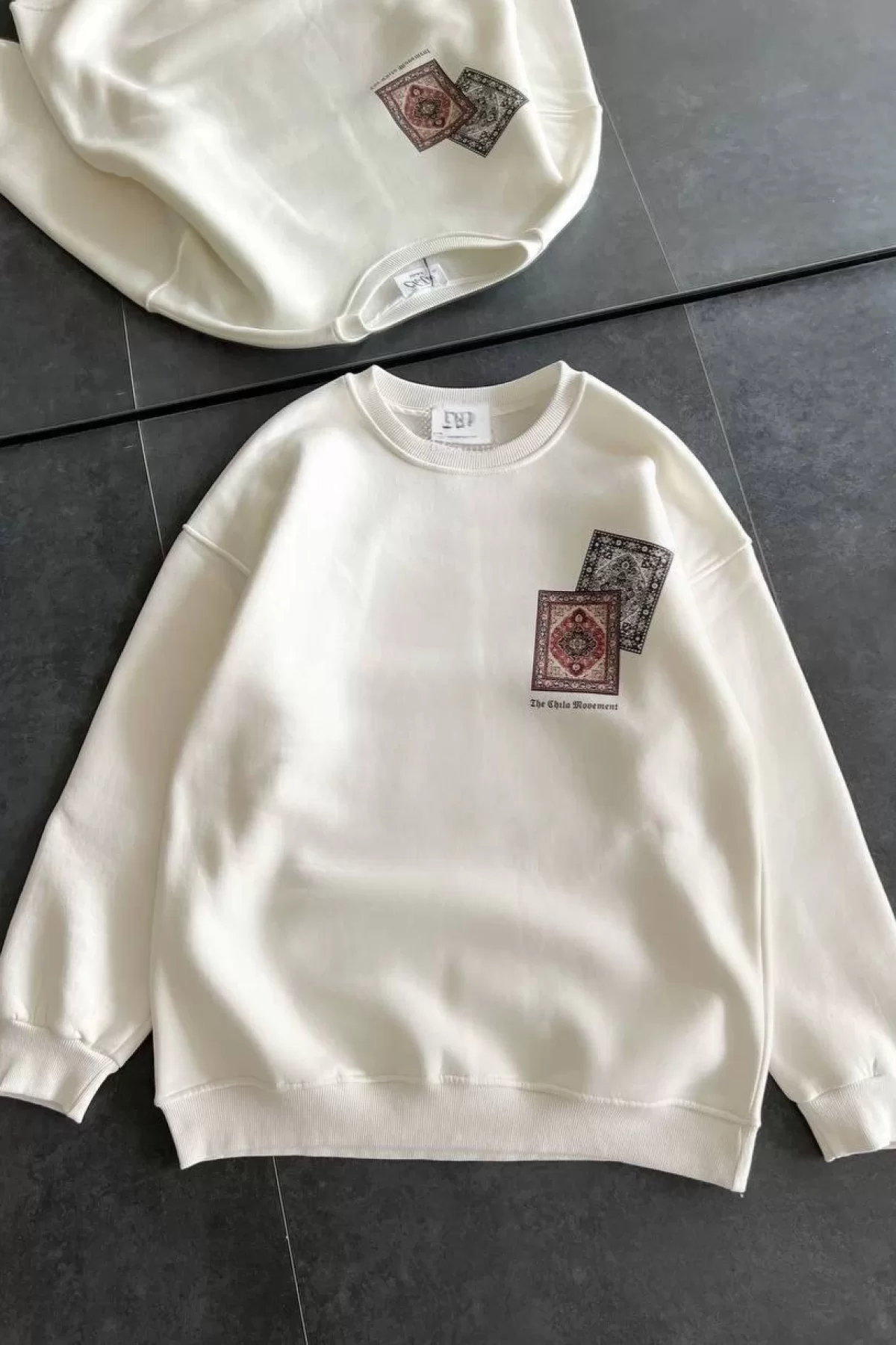 Kışlık Bisiklet Yaka Toptan Baskılı SweatShirt