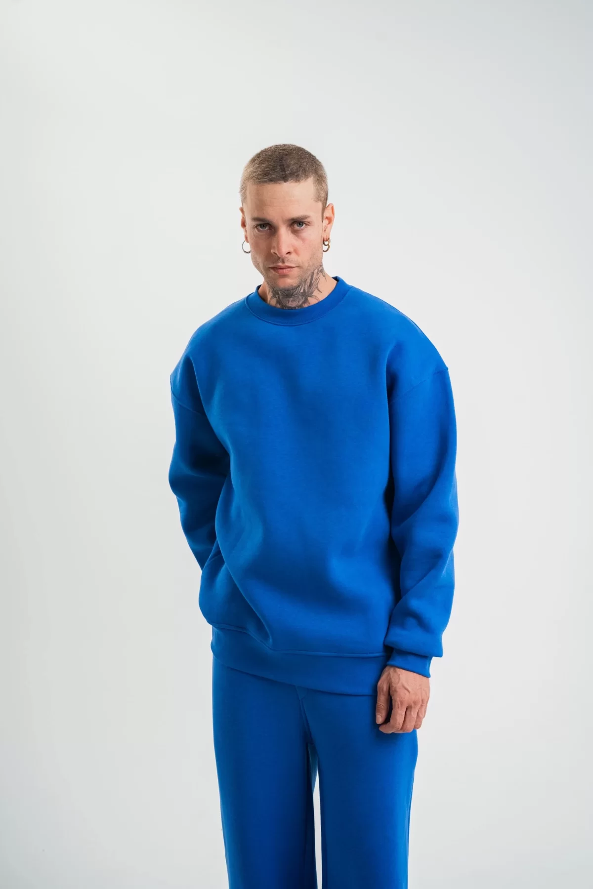 Double Oversize Toptan Bisiklet Yaka SweatShirt