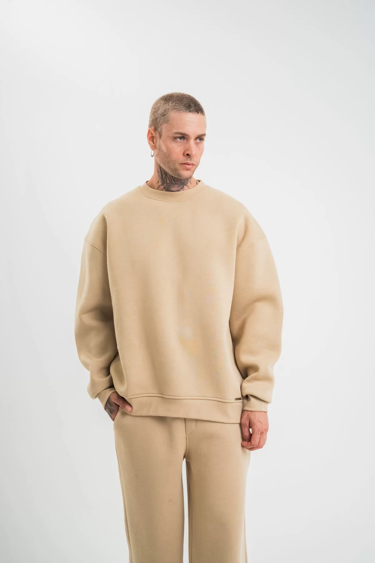 Double Oversize Toptan Bisiklet Yaka SweatShirt