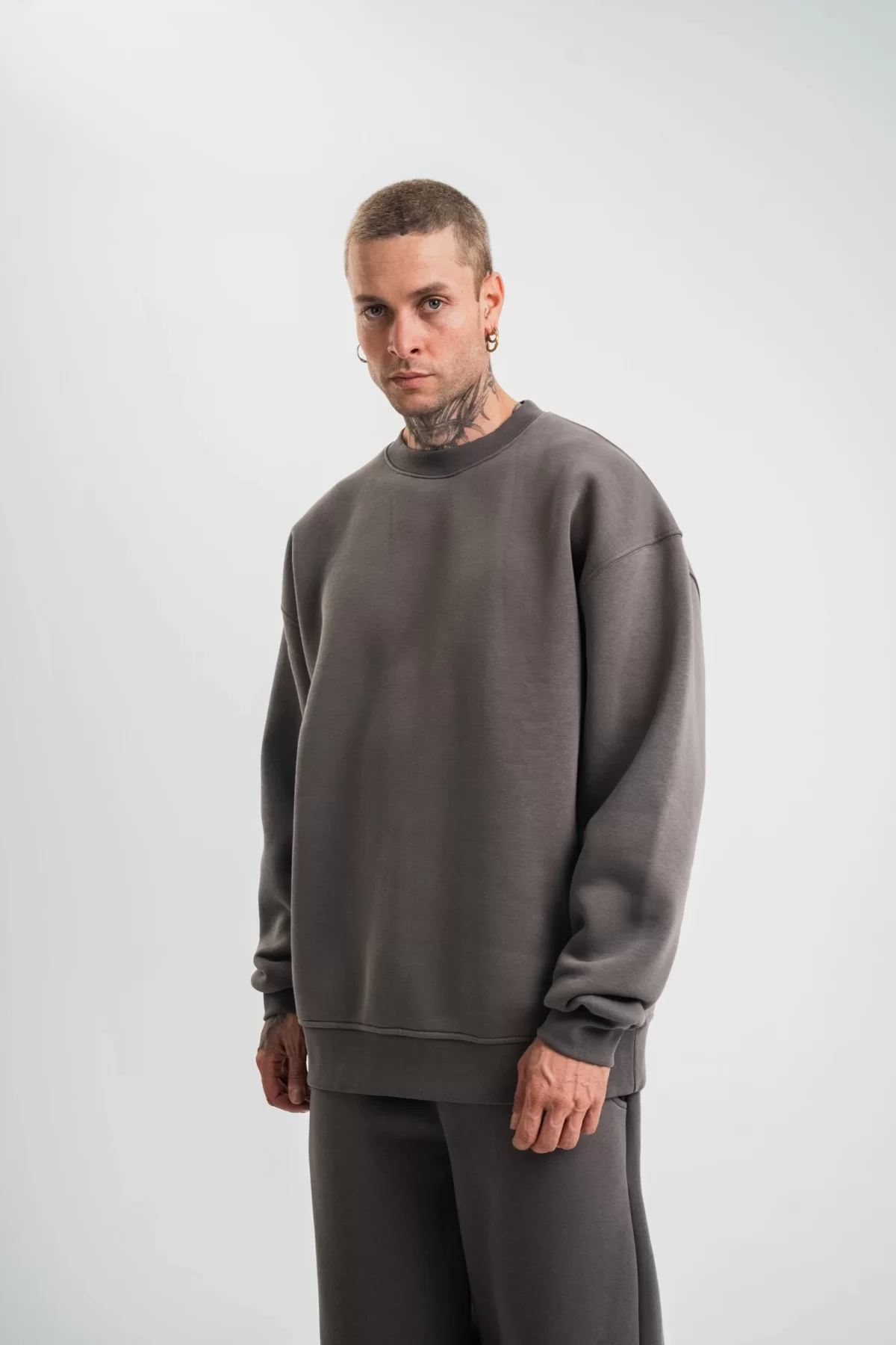 Double Oversize Toptan Bisiklet Yaka SweatShirt