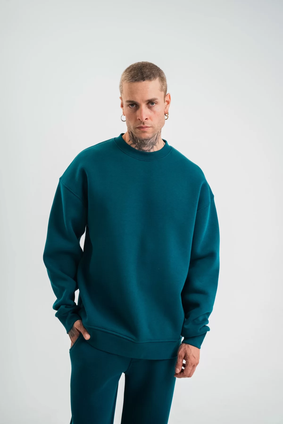 Double Oversize Toptan Bisiklet Yaka SweatShirt