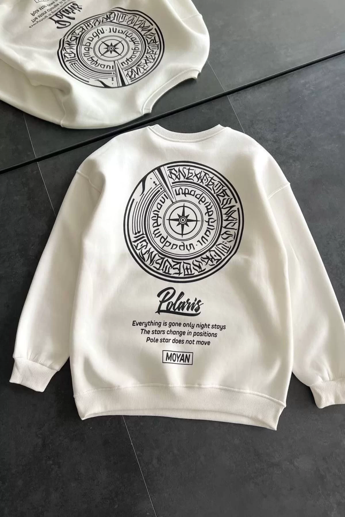 Toptan Üç İplik Bisiklet Yaka Baskılı  SweatShirt