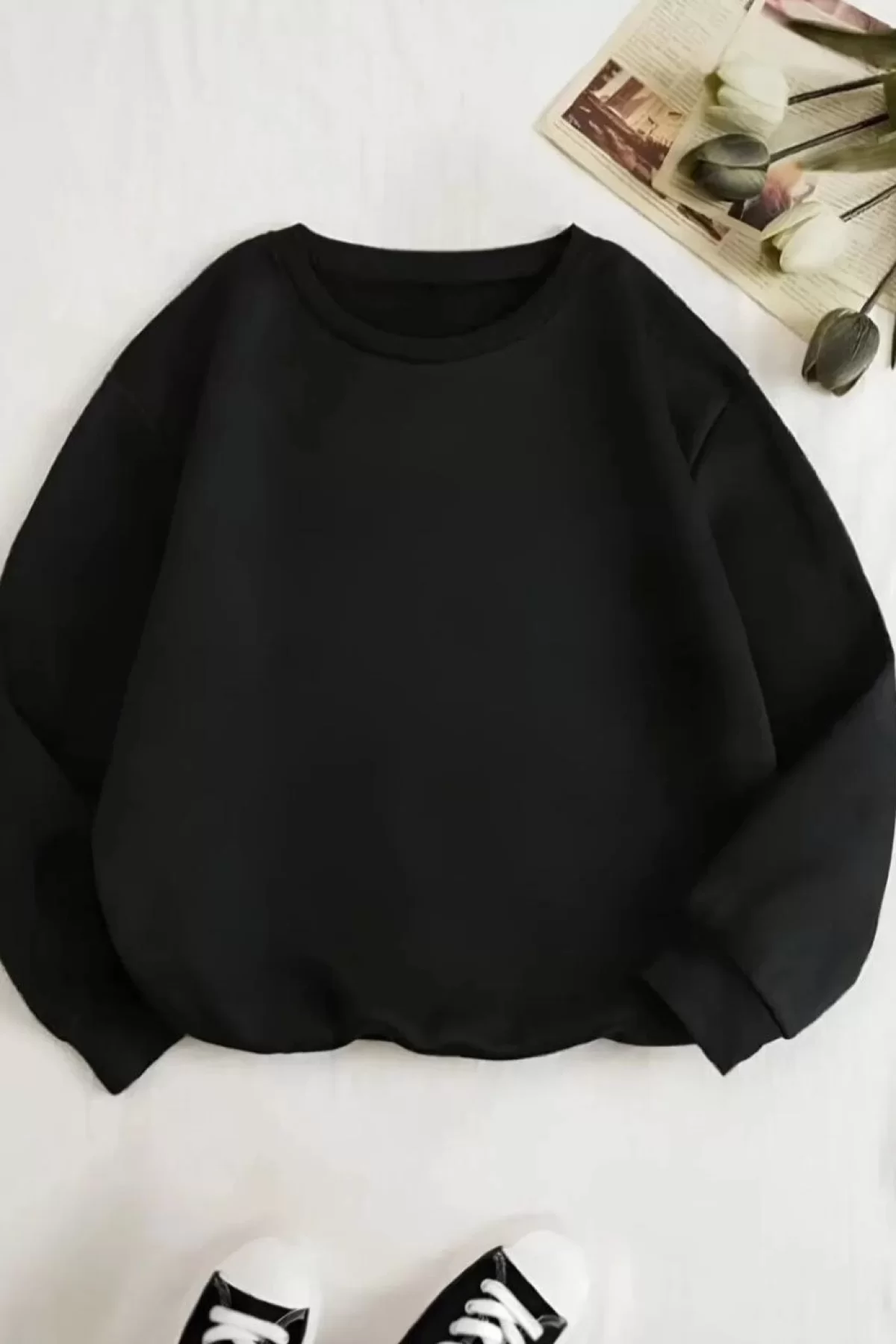 Üç İplik Biskilet Yaka Toptan Basic SweatShirt