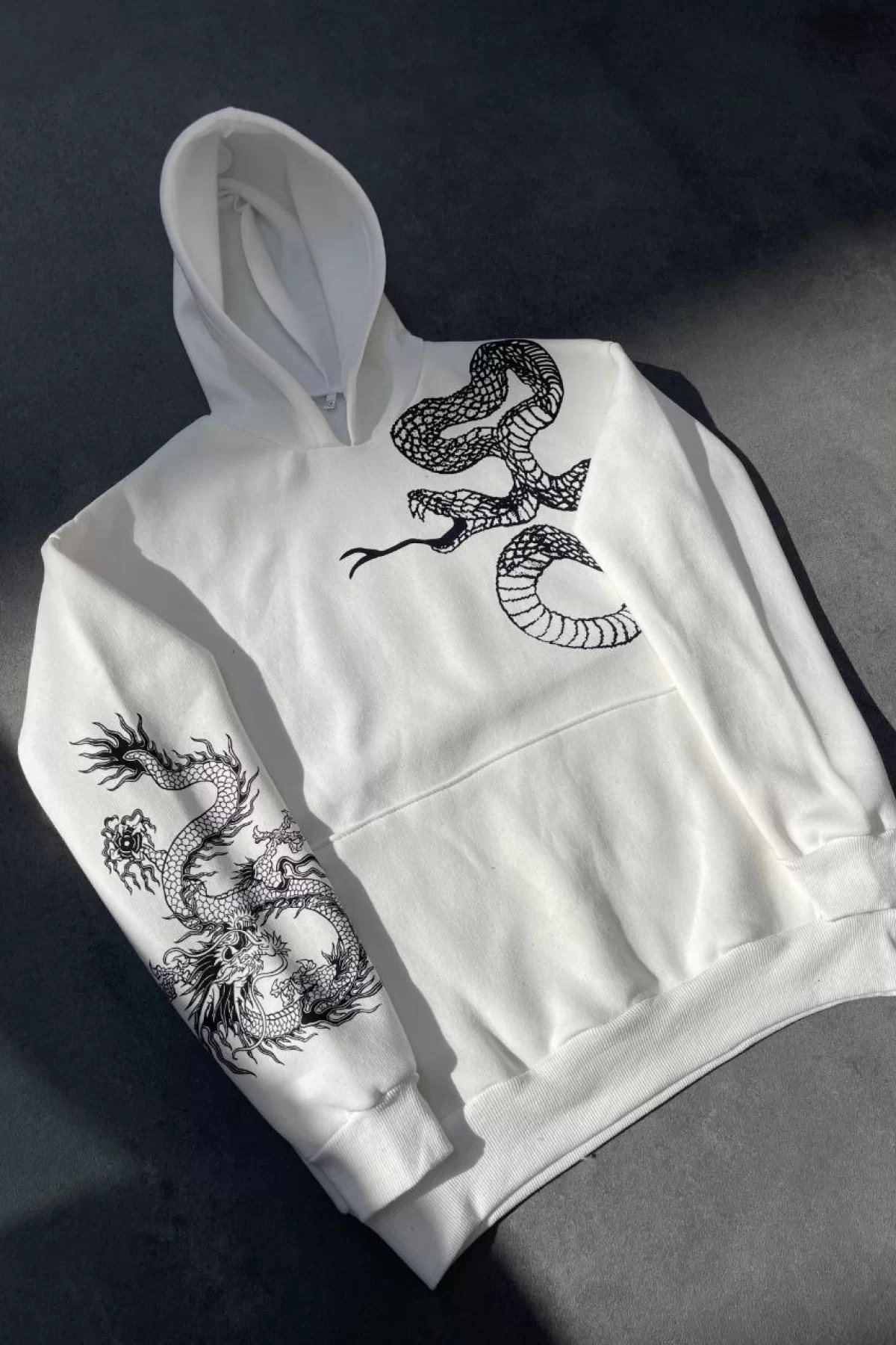 Üç İplik Penye Kapşonlu Toptan Baskılı SweatShirt