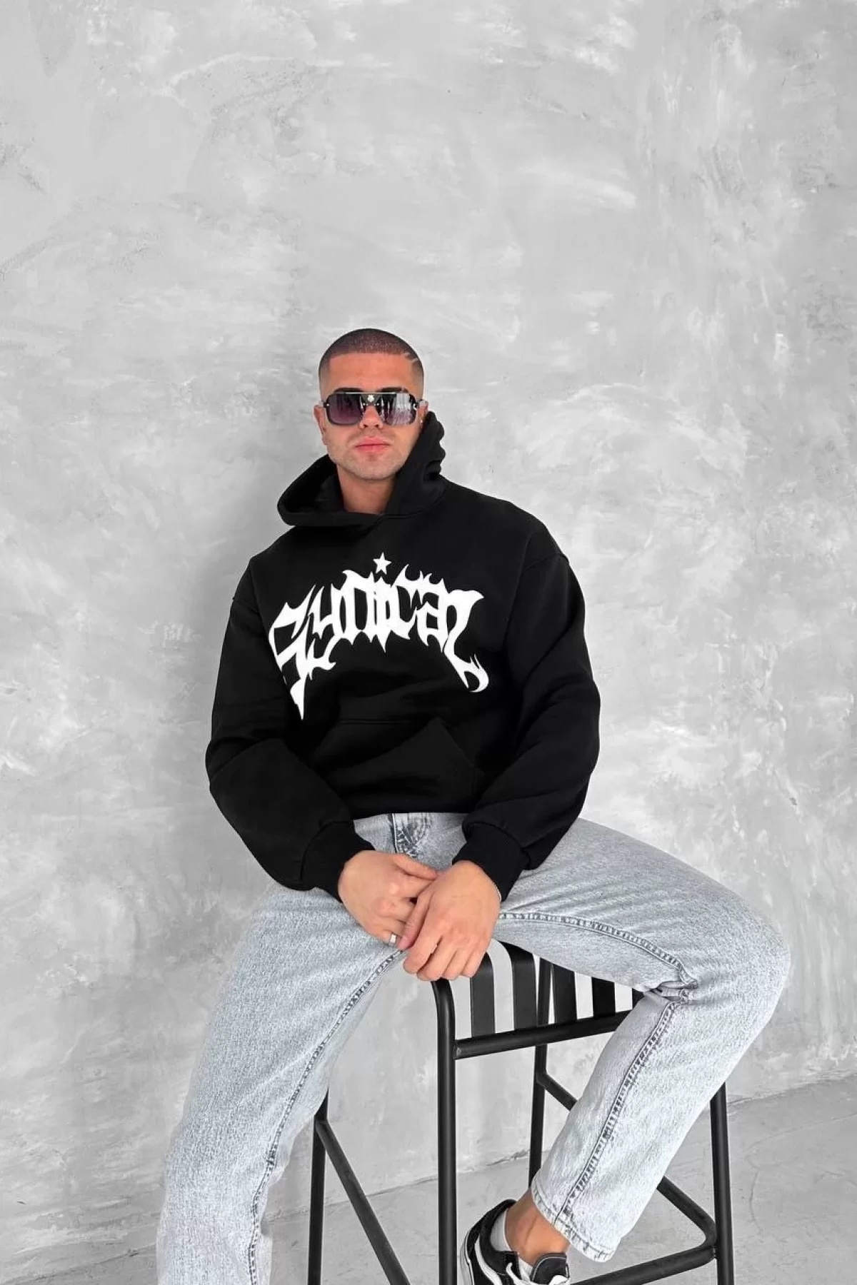 Üç İplik Uzun Kol Kapşonlu Toptan Baskılı SweatShirt