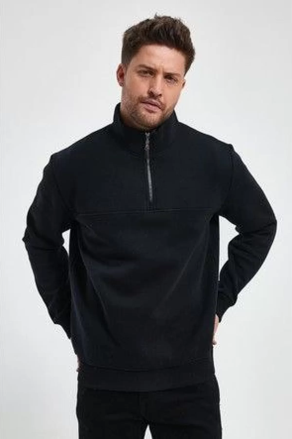 ToptanYarım Fermuarlı Yakalı SweatShirt