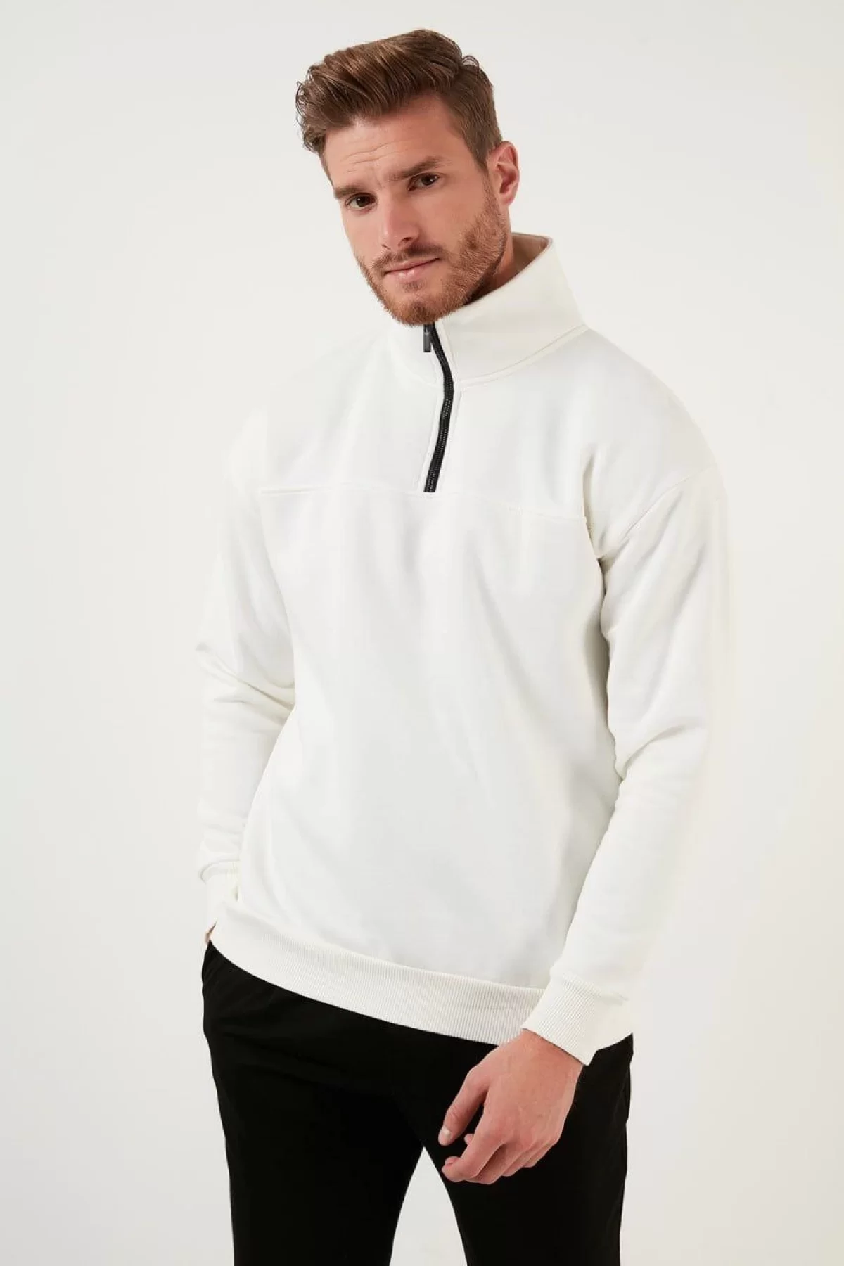 ToptanYarım Fermuarlı Yakalı SweatShirt