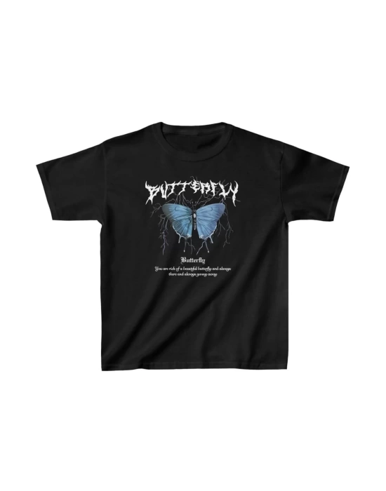 Çocuk Kız Baskılı T-Shirt - Siyah