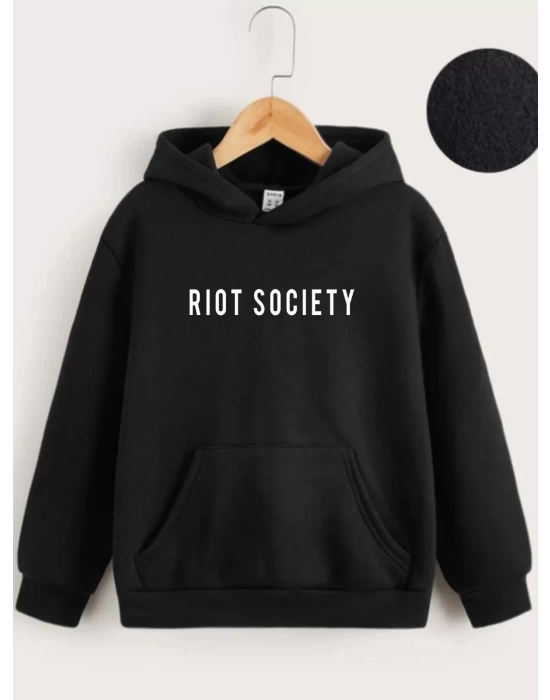 Çocuk Unisex Kapüşonlu Riot Society Baskılı Sweatshirt - Siyah