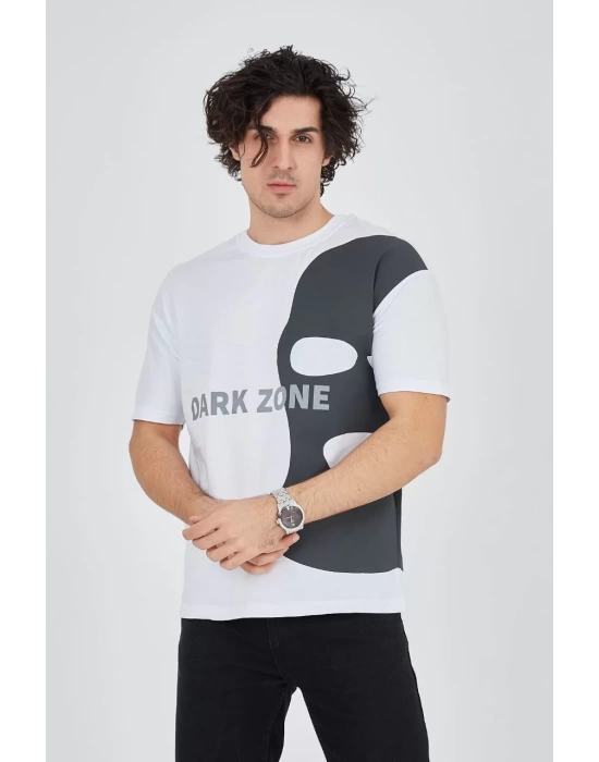 Erkek Baskılı T-Shirt - Beyaz