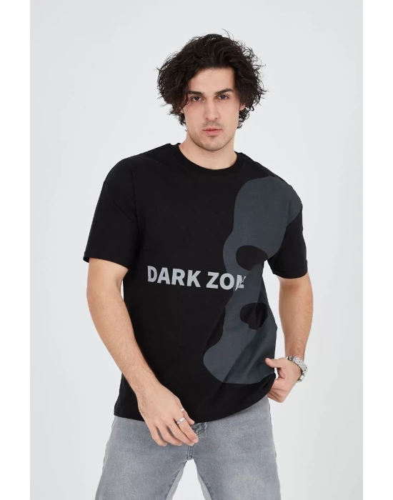 Erkek Baskılı T-Shirt - Siyah