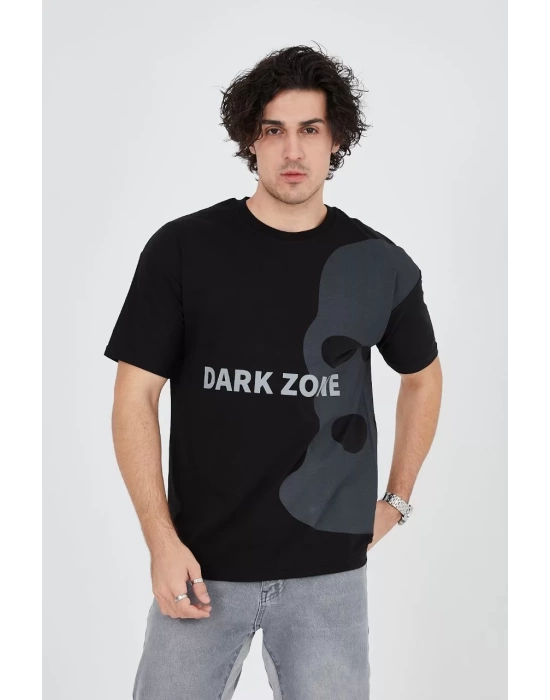 Erkek Baskılı T-Shirt - Siyah