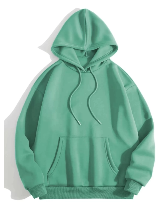 Erkek Düz Kapüşonlu Sweat - Mint Yeşili